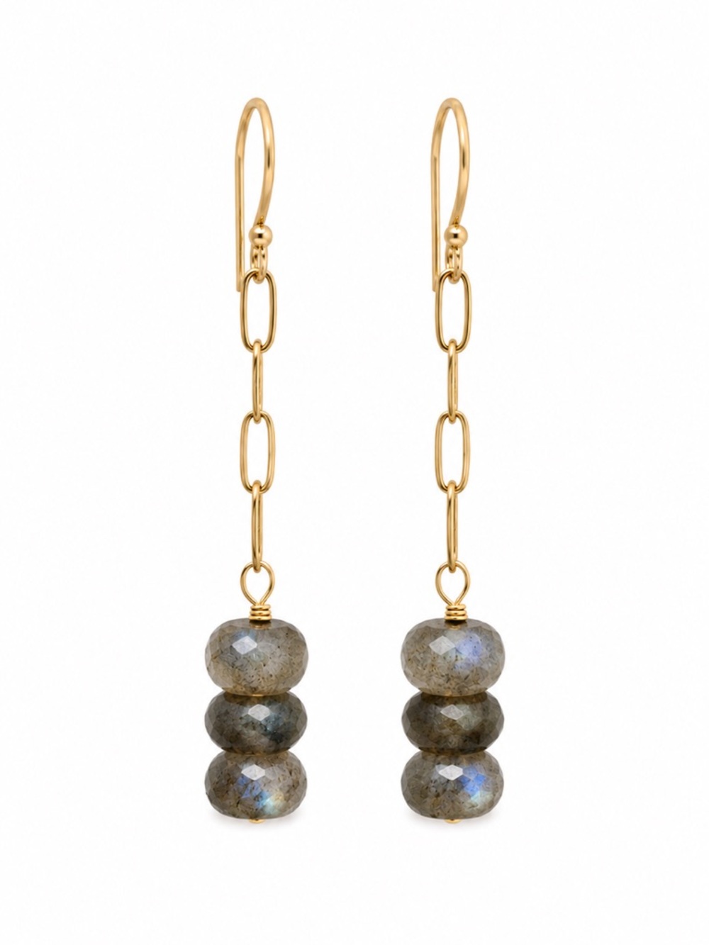 HK2418 Labradorite Gold Earrings
